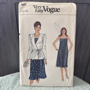 VINTAGE! 8678 Very Easy Vogue Sz 12 Sewing Pattern Misses 1980s Clothing - Picture 1 of 2