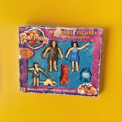 Vintage The Flintstones 1993 Mattel Bendable Figures With Accessories NIB - Image 1 of 4
