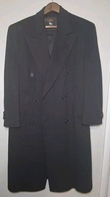 HART SHAFFNER MARX Mens Overcoat 38 S Wool MADE USA NAVY BLUE - Image 1 of 4