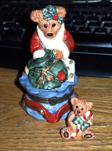 ORSO CERAMICA NATALE BABBO NATALE ORSO BIGIOTTERIA SCATOLA piccolo orso interno - Foto 1 di 8