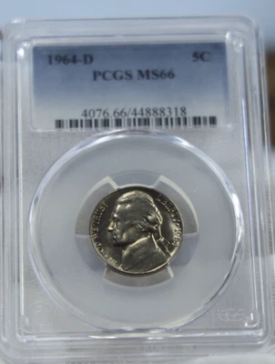 Jefferson Nickel 1964 D EE. UU. 5c graduación profesional MS66 Foto 1 de 2