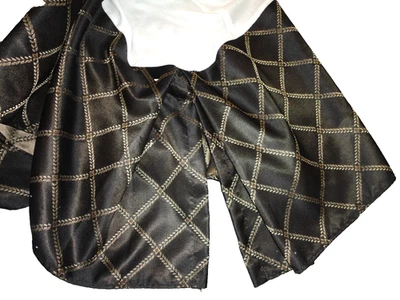 FALDA CAMA CROSCILL HOJA NEGRA Y DORADA DAMASCO DIAMANTE (1) CALIFORNIA KING 15" SPLIT Foto 1 de 4