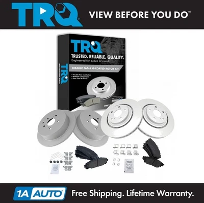 TRQ Front & Rear Ceramic Disc Brake Pads & G-Coated Rotor Kit for Toyota Lexus - Image 1 of 4