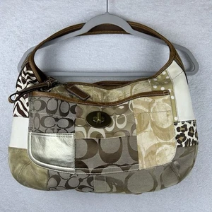 Coach Ergo Patchwork Y2K Women’s Large Hobo Bag 10809 Suede Canvas Animal Print - Picture 1 of 16