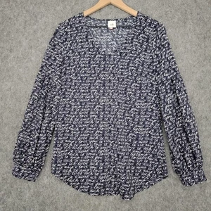Camisa Cabi Para Mujer S Azul Marino Blanco Púrpura Estampado de Escrituras Manga Larga Top I Love You - Imagen 1 de 11