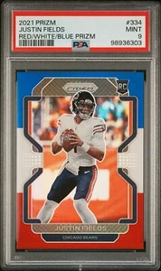 2021 Panini Prizm Justin Fields Red White Blue Prizm #334 RC PSA 9 - Picture 1 of 2
