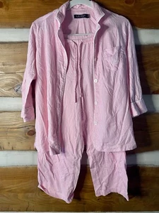 Ralph Lauren Pajamas Pink White Stripe Small - Picture 1 of 4