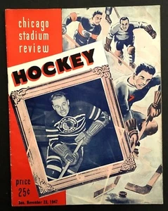 1947 Chicago Stadium Hockey Program Detroit Red Wings vs Chicago Blackhawks NHL - Picture 1 of 10