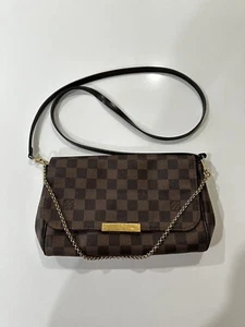 Authentic Louis Vuitton Favorite MM Damier Ebene Crossbody Clutch Purse Handbag - Picture 1 of 10