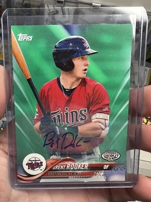 2018 Topps Pro Debut - Brent Rooker /99 Green Auto Oakland A’s Twins - Image 1 of 2