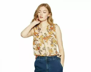 Blush Floral Print Sleeveless Button Front Blouse Shirt Top Sz S Women A New Day - Picture 1 of 8