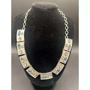 Vintage Signed Sarah Coventry Blue Rhinestone Choker Necklace1970's Jewelry 2062 - Picture 1 of 3