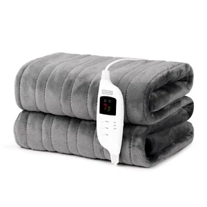 Livivo Grey Electric Heated Throw Over Blanket Fleece Bed Soft 160x130cm - Picture 1 of 9