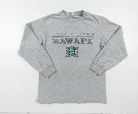 University of Hawaii Shirt Adult Small Gray Long Sleeve College Tee Warriors Cover
