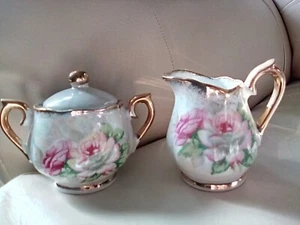 VGC Sugar and Creamer in Floral Victorian Style 3" High - Picture 1 of 5