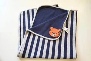 Tiger Baby Blanket -Just One You by Carter's -Dark Blue Gray Stripes Tiger face - Picture 1 of 4