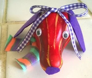 Clemson Dachshund Gourd Fall Thanksgiving Decoration 5" x 6" x 4" Handmade - Picture 1 of 8