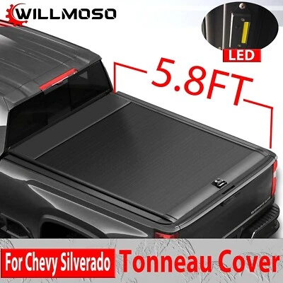 5.8FT Truck Tonneau Bed Cover Retractable For 2014-2025 Chevy Silverado Aluminum - Image 1 of 4
