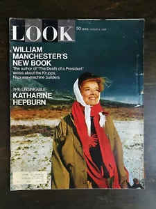 Look Magazine August 6, 1968 William Manchester Katharine Hepburn Black Athletes - Imagen 1 de 2