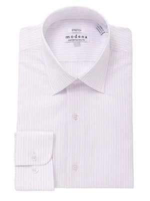 The Suit Depot Mens Cotton Pink Striped Slim Fit Stretch Dress Shirt - Image 1 of 2