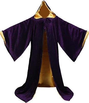 Bata de mago de terciopelo con capucha y mangas forradas de satén Foto 1 de 4
