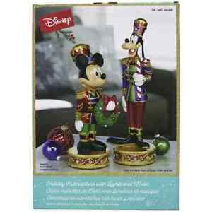 New Disney Christmas Mickey Mouse & Goofy Holiday Nutcrackers 2 Piece Set Lights