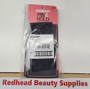 6 Count) Conair Pin + Hold Black Bobby Pins Curved 60 Pins Per Pack Metal - Picture 1 of 2