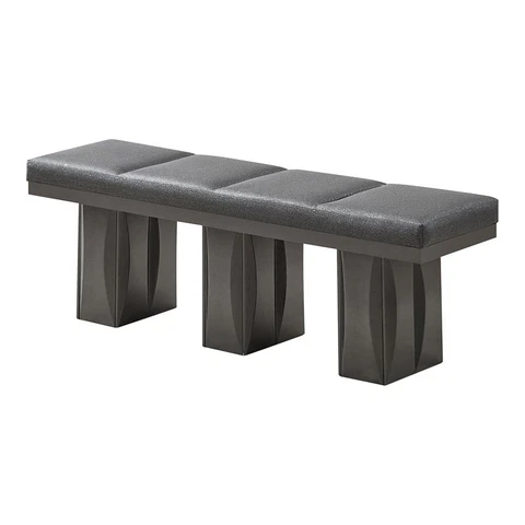 Pilaster Designs Voight 18" Modern Vinyl Upholstered Dining Bench in Gray Cover