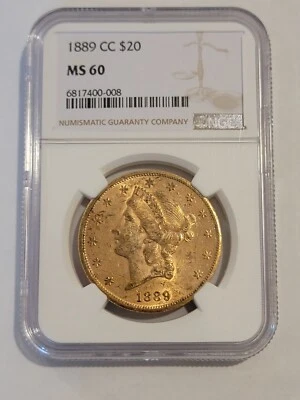 🌟 RARE DATE  1889-CC  $20  Gold Coin NGC MS60 - AMAZING EYE APPEAL and LOOK - Image 1 of 4