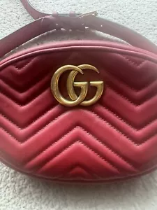Gucci GG Marmont Matelasse Bag Small Red Leather Gucci Belt - Picture 1 of 8