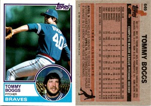 Tommy Boggs 1983 Topps Baseball Card 649 Atlanta Braves