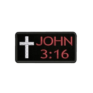 JOHN 3:16 ROCKER EMBROIDERED PATCH CHRISTIAN RELIGIOUS iron-on BIBLE VERSE JESUS - Picture 1 of 12