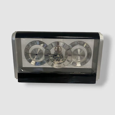 Termômetro higrômetro relógio de mesa quartzo internacional preto Bey-Berk - Imagem 1 de 4