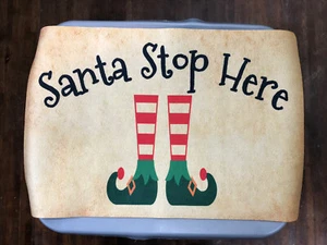 Felpudo Santa Please Stop Here, felpudo de Navidad, felpudo de puerta delantera - Imagen 1 de 2