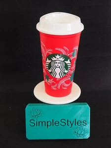 Starbucks Red Christmas Tree Ornament Color Changing 16oz Reusable Hot Cup + Lid - Picture 1 of 6