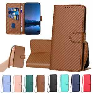 Luxury Carbon Fiber Pattern Wallet Cover Case For A11 A10 A12 A20 A30 A20E A22 - Picture 1 of 20
