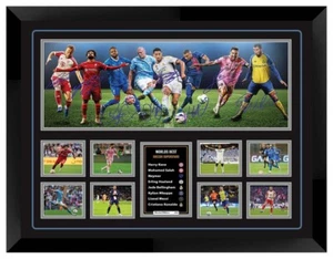 The Superstars Of Football Ronaldo Messi Mbappe Neymar Signed Framed Memorabilia - Picture 1 of 2
