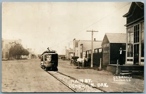 DENBIGH ND MAIN STREET SCENE TROLLEY ANTIQUE 1912 PHOTOMONTAGE REAL PHOTO RPPC - Picture 1 of 2
