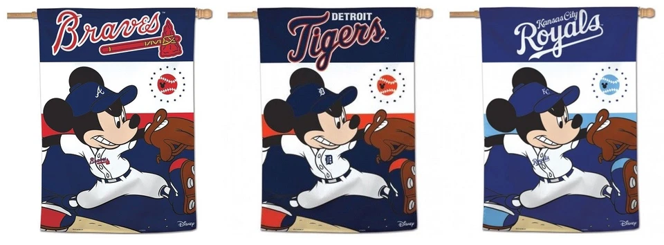 MLB Assorted Teams Wincraft 28" X 40" Mickey Mouse Vertical Flag NEW! - Image 1 of 1