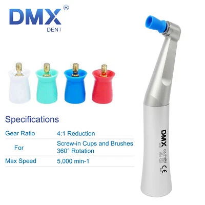 DMXDENT Dental 4:1 Prophy Screw-in Snap-on Contra Angle Low Speed Handpiece Fit NSK FX57