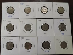Malaysia 1st series 10 Sen (cents) coins 1967-1988, 12 pcs, except 1971 (VF-EF) - Picture 1 of 4