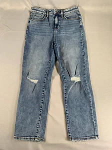 LC Lauren Conrad Straight Leg Jeans 6S Mid Rise Distressed Blue Y2K Retro Denim - Picture 1 of 12