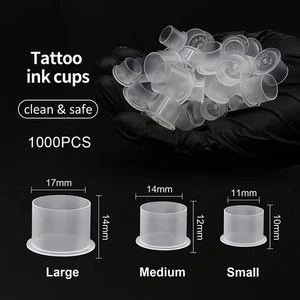 1000pcs Tattoo Ink Caps Cups 11/14/17mm Clear Self Standing Pigment Supply Set - Picture 1 of 6