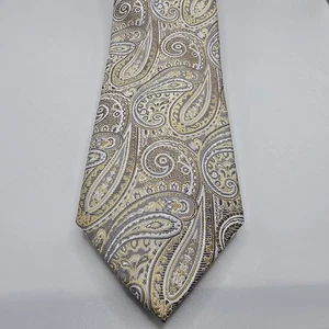 Pronto Uomo Herren Platin Seidenkrawatte Handarbeit, Gold und Silber - Bild 1 von 3