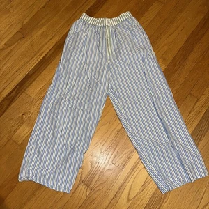 Anthropologie Pyjamahose Damen klein blau grün gestreift Baumwolle Lounge Schlaf - Bild 1 von 7