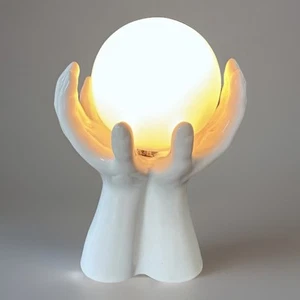 Lampe Main Ceramique Globe Vintage 1970 Style Surréaliste - Picture 1 of 12