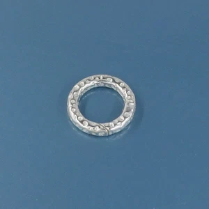 Sterling Silver 12mm Hammered Round Donut Ring Link Clasp Connector #44083 - Picture 1 of 4