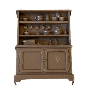 MARX Toys Brown Hutch Cupboard Dollhouse Miniature Furniture Plastic USA 2.75” - Picture 1 of 5