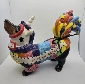 DACHSHUND UNICORN 10” Ceramic Figurine Blue Sky Clayworks NEW Short But Magical - Picture 1 of 6