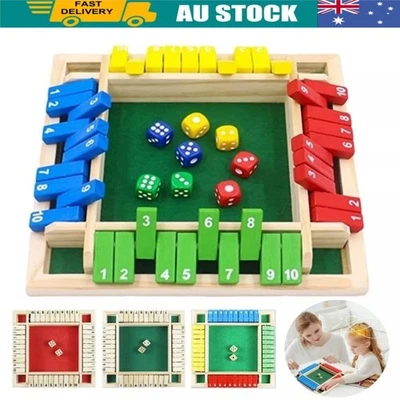 Wooden Shut The Box 4 Players Family Traditional Pub Dice Family Kids Game - image 1 of 4